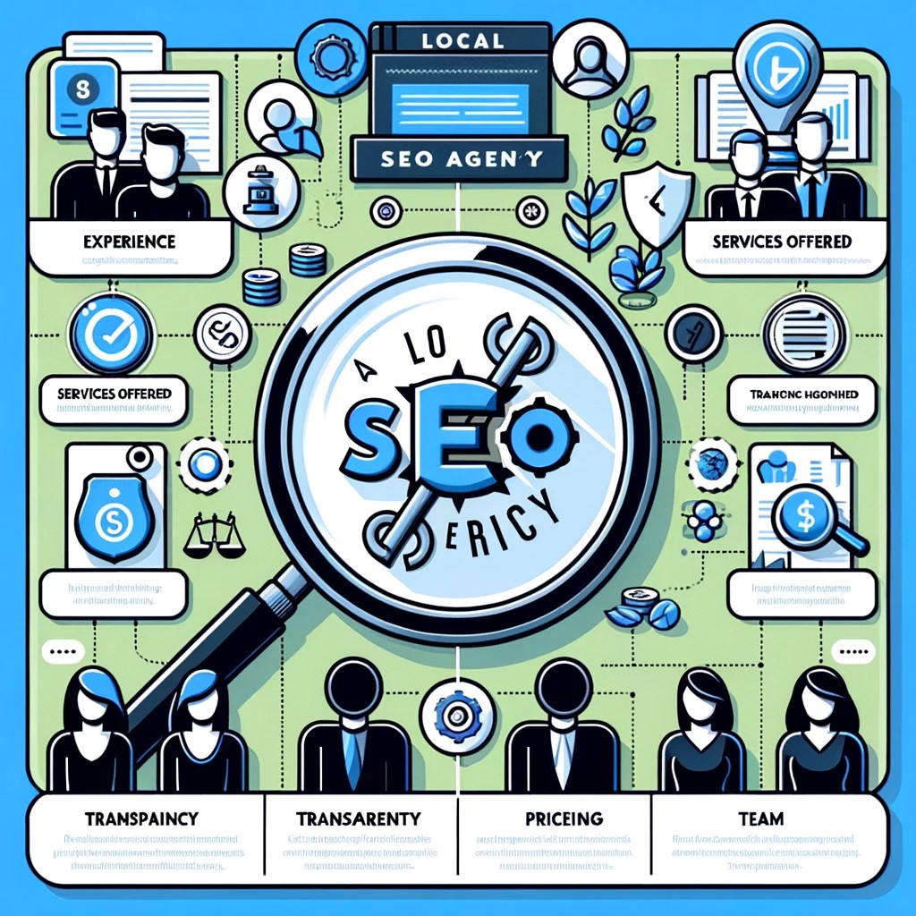 A comprehensive infographic outlining the key factors to consider when choosing a local SEO agency.