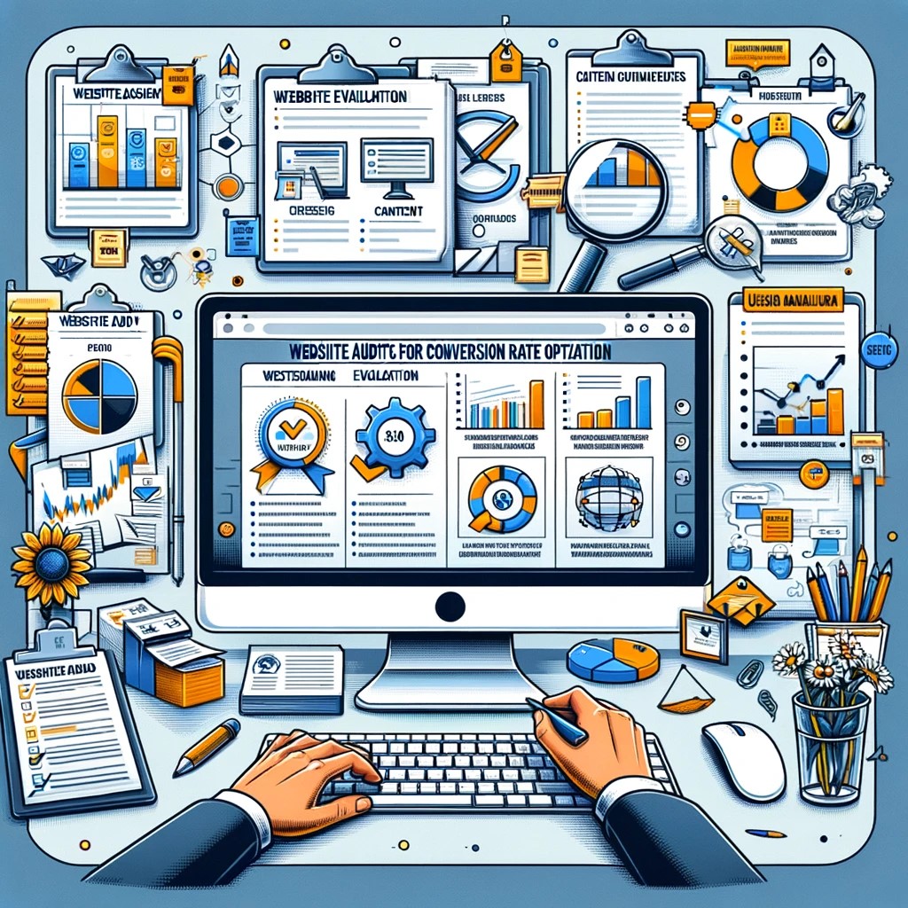 A detailed infographic illustrating website audits for Conversion Rate Optimization (CRO)