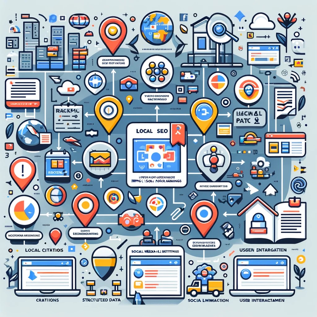 A detailed infographic showcasing various local SEO strategies that impact local pack rankings.