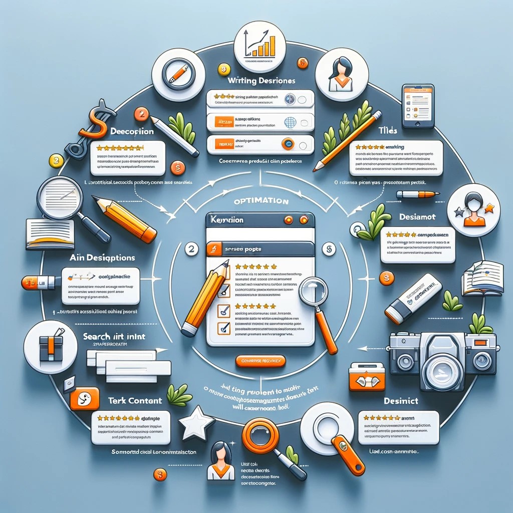 An infographic detailing the optimization process for ecommerce product pages.