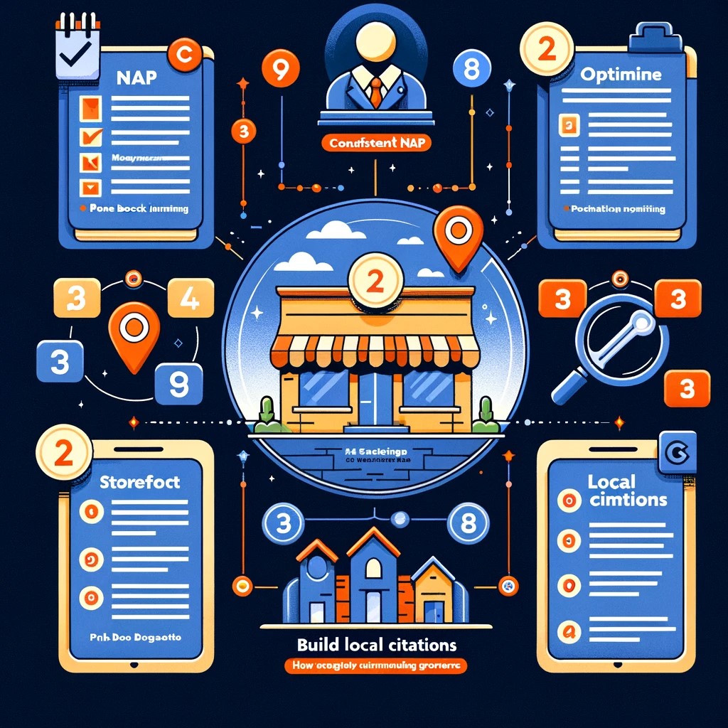 An infographic highlighting the key components of effective local SEO strategies