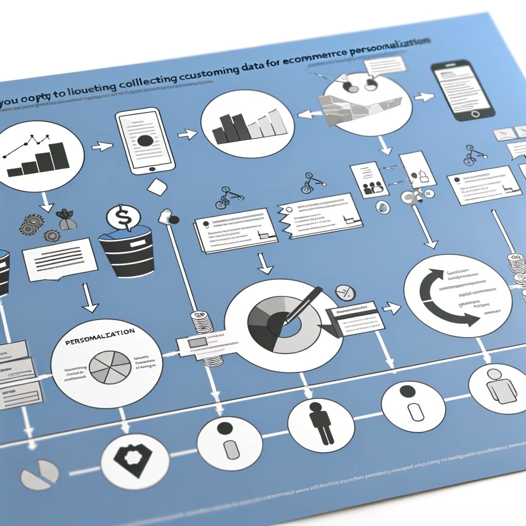 An infographic illustrating the process of collecting and analyzing customer data for ecommerce personalization.