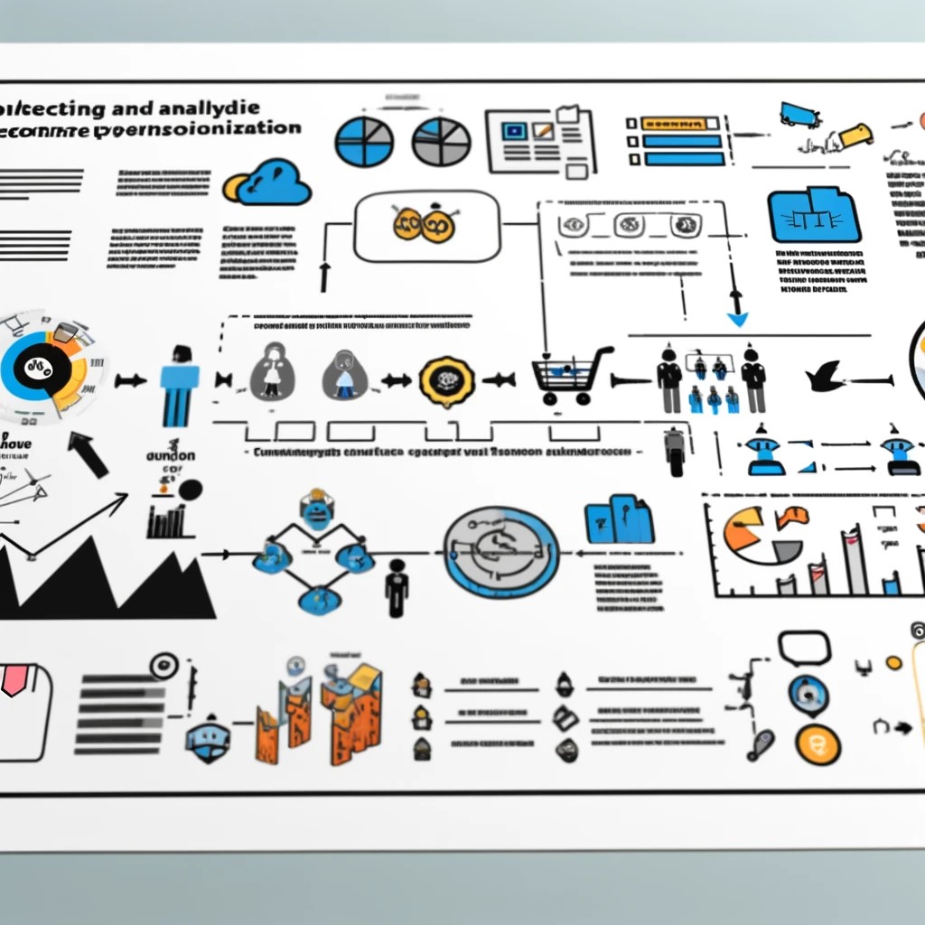 An infographic illustrating the process of collecting and analyzing customer data for ecommerce personalization.