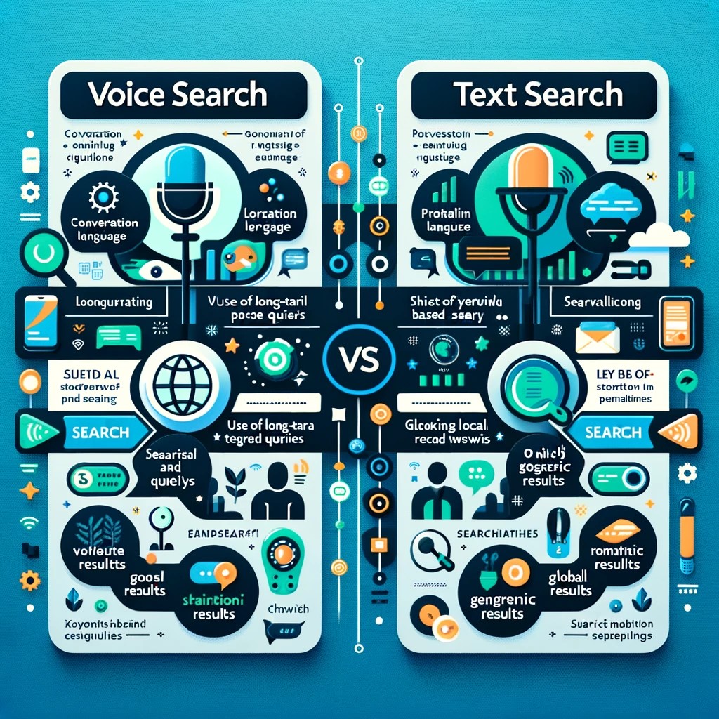 Infographic comparing voice search and traditional text-based search queries