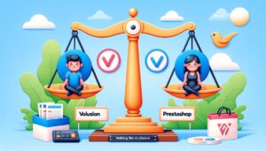 A comparison scene between Volusion and PrestaShop