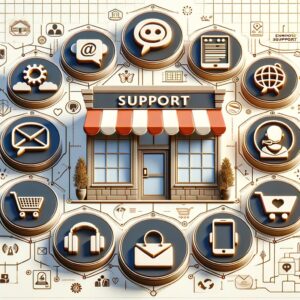 A detailed image showing various support options for an online store