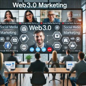 A live webinar session featuring Web3.0 marketing experts discussing social media strategies.