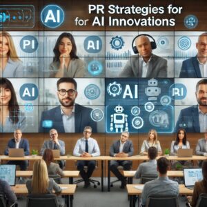 A live webinar session featuring a group of AI professionals discussing PR strategies for AI innovations.