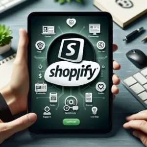 A professional, sleek image featuring the Shopify logo prominently displayed.