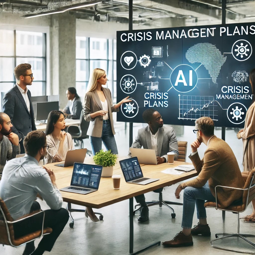 An image of a live webinar session about crisis management for AI companies, with a presenter