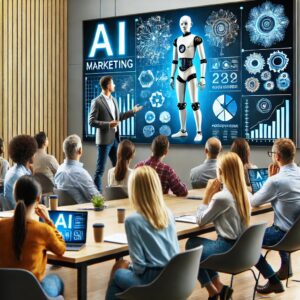 An image of a live webinar session about AI marketing strategies