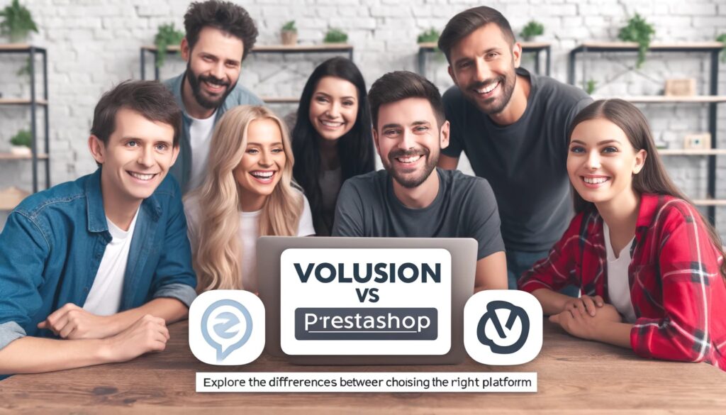 Volusion and Prestashop - Happy people in an ecommerce setting - Volusion vs PrestaShop