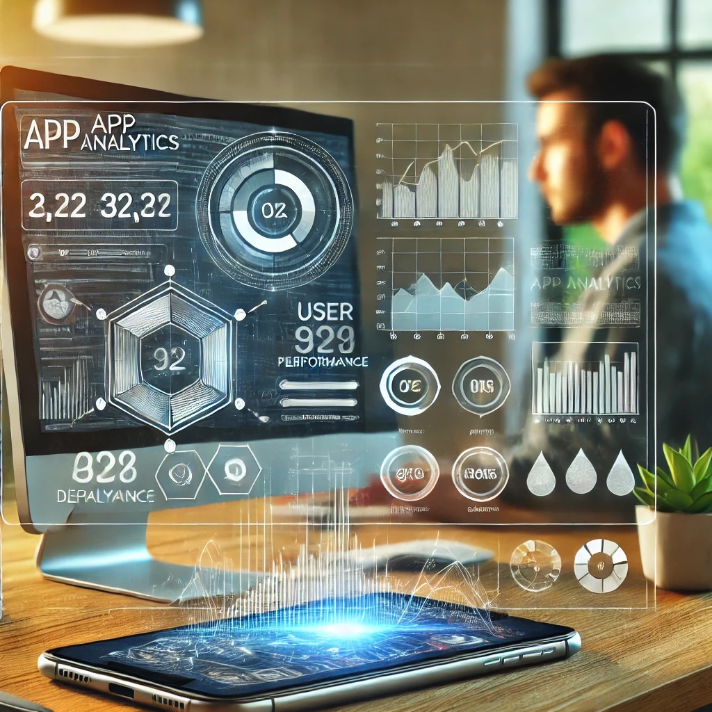 A detailed image showing an app analytics dashboard on a computer screen