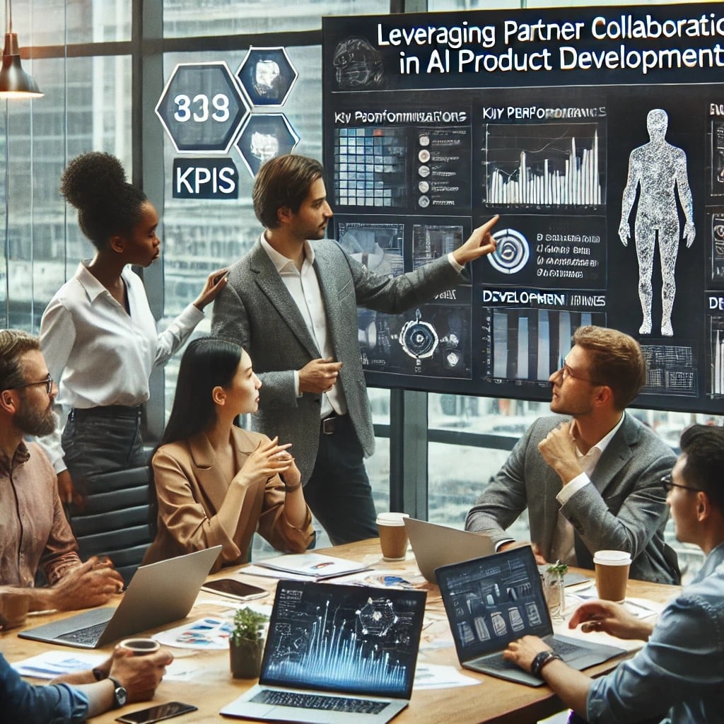 A group discussing strategies for leveraging partner collaborations in AI product development