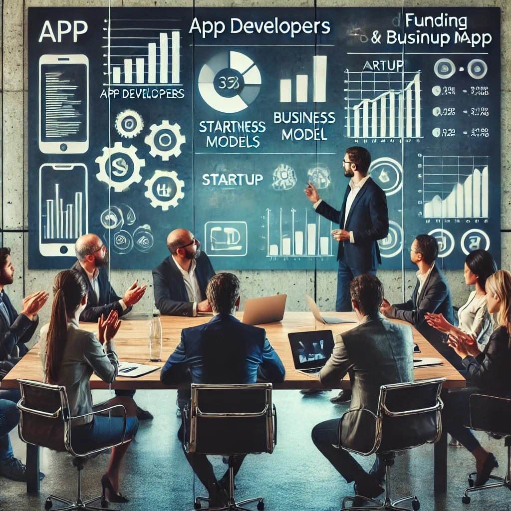 An image showing a group of app developers and business strategists