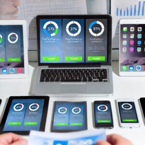 An image showing a mobile app being tested across multiple devices and platforms to ensure performance compatibility.