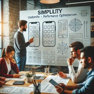 An image showing an app development team simplifying a mobile app