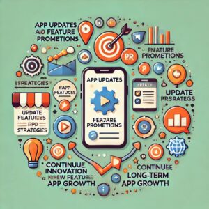An image representing app updates and feature promotions through PR strategies