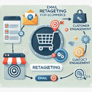 An image representing email retargeting for ecommerce, featuring email notifications