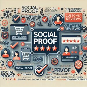 An image representing social proof in ecommerce branding, featuring customer reviews, testimonials