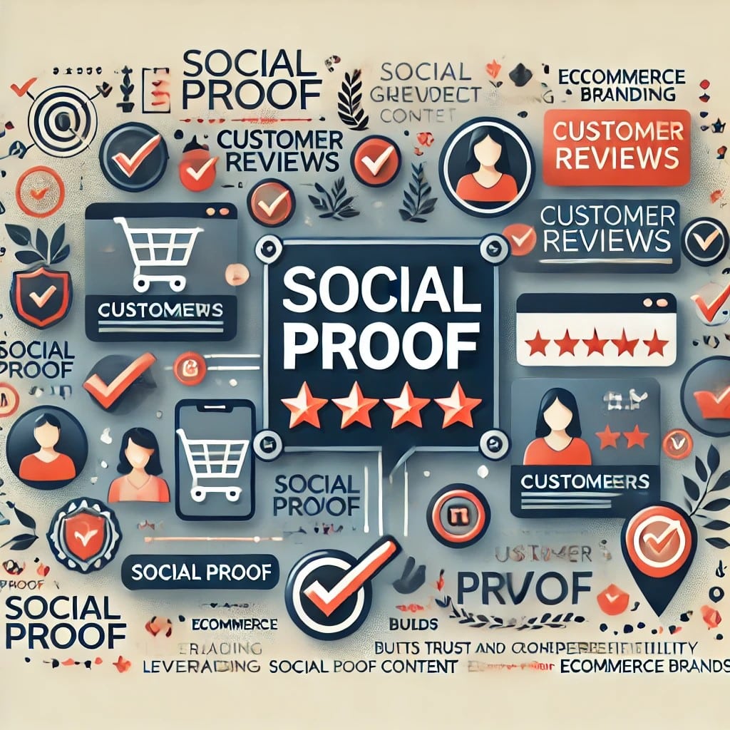 An image representing social proof in ecommerce branding, featuring customer reviews, testimonials