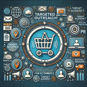 An image representing targeted outreach for ecommerce, featuring a digital shopping cart