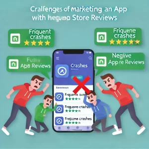 An image representing the challenges of marketing an app with frequent crashes