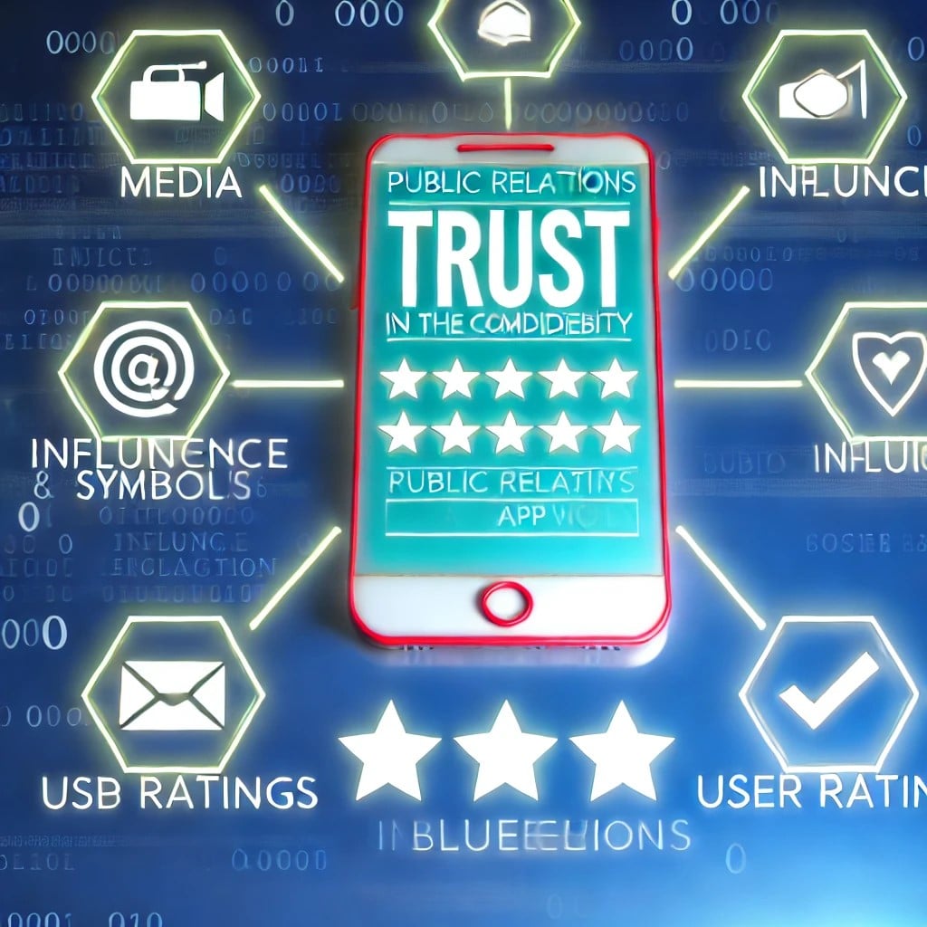 An image representing trust and credibility in the app world, featuring a smartphone