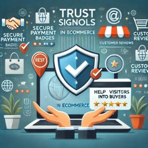 An image representing trust signals in ecommerce, featuring secure payment badges