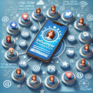 Image showing a mobile phone surrounded by influencer avatars, social media icons